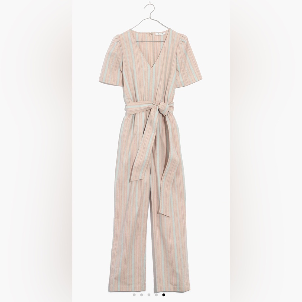 Madewell Striped puff sleeve jumpsuit